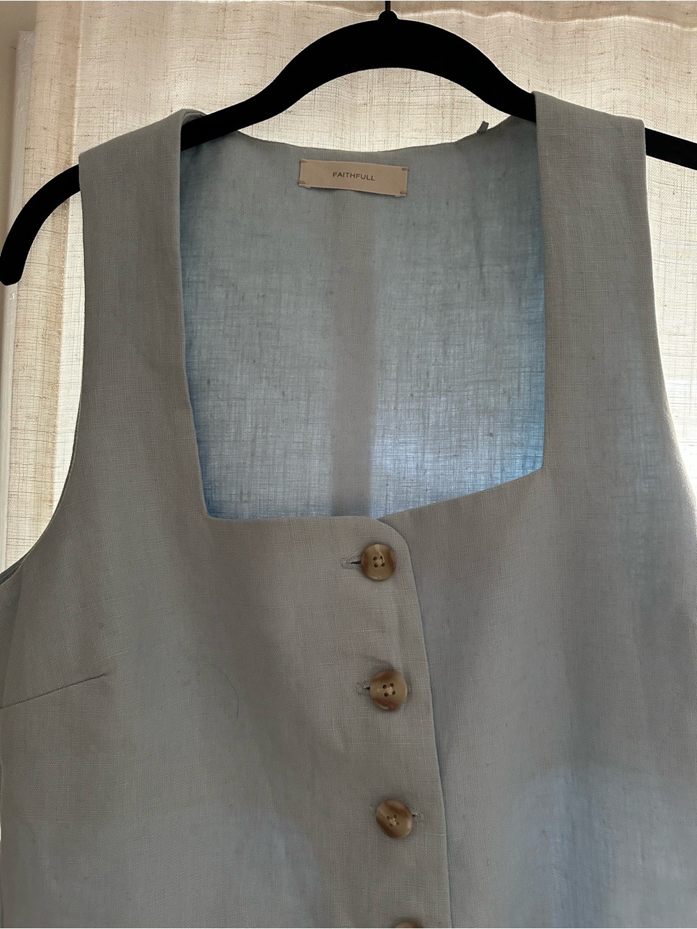 Faithfull the Brand Light Blue Mini Dress size small 4 Jacques dress - Picture 3 of 4